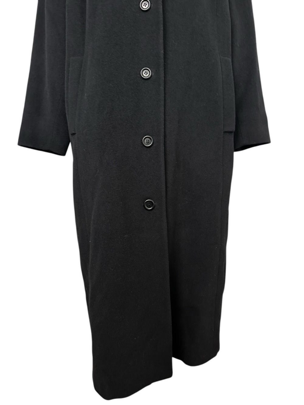 L.L.Bean Wool Cashmere Overcoat Black Long Minimalist Classic Quiet Luxury 2X - Picture 5 of 15
